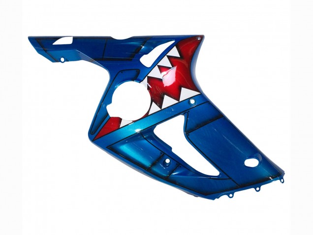 Billigste Kawasaki ZX6R Motorrad Verkleidung 2003-2004 - Blau Weiss Rot Hai
