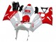 Billigste Kawasaki ZX6R Motorrad Verkleidung 2003-2004 - Weiss Rot