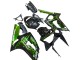 Billigste Kawasaki ZX6R Motorrad Verkleidung 2003-2004 - Glanzendes Schwarz Grun Flamme