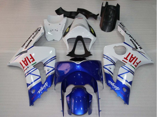 Billigste Kawasaki ZX6R Motorrad Verkleidung 2003-2004 - Weiss Blau Rot Fiat