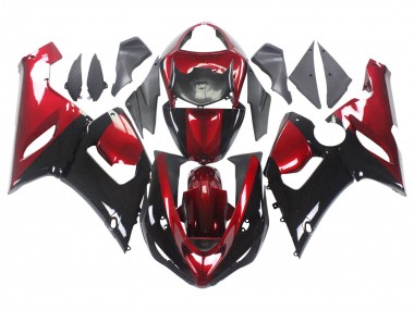 Billigste Kawasaki ZX6R Motorrad Verkleidung 2005-2006 - Rot Glanzendes Schwarz