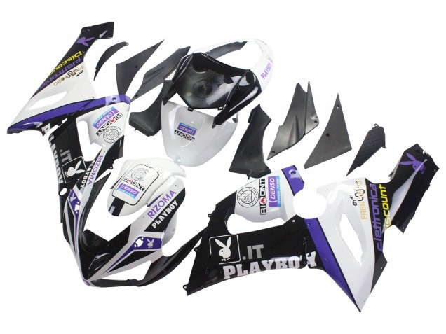 Billigste Kawasaki ZX6R Motorrad Verkleidung 2005-2006 - Weiss Lila Schwarz Rizoma Playboy Denso