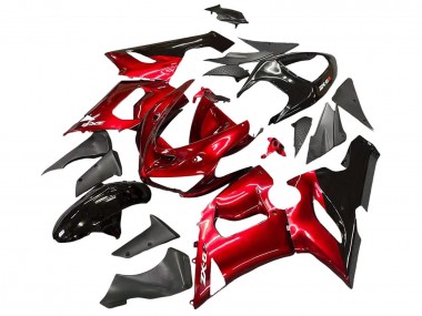 Billigste Kawasaki ZX6R Motorrad Verkleidung 2005-2006 - Rot Schwarz
