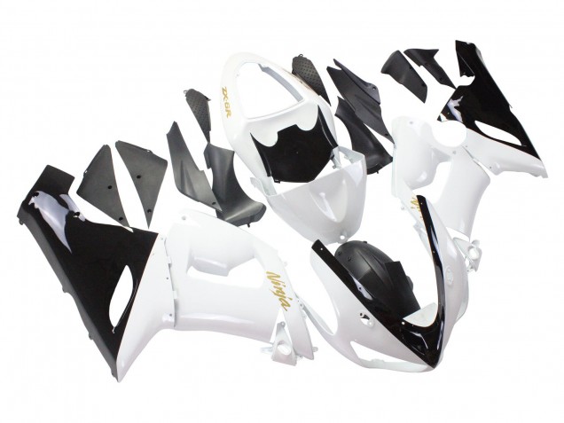 Billigste Kawasaki ZX6R Motorrad Verkleidung 2005-2006 - Weiss Schwarz Gold Ninja