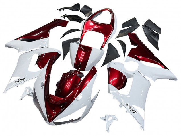 Billigste Kawasaki ZX6R Motorrad Verkleidung 2005-2006 - Weiss Rot