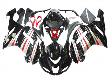 Billigste Kawasaki ZX6R Motorrad Verkleidung 2007-2008 - Schwarz Silber Rot Ninja