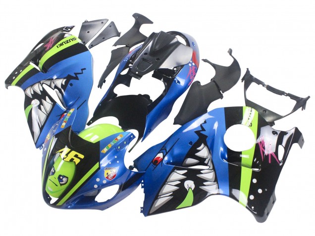 Billigste Suzuki GSXR 1300 Hayabusa Motorrad Verkleidung 1996-2007 - Blau Grun Hai 46