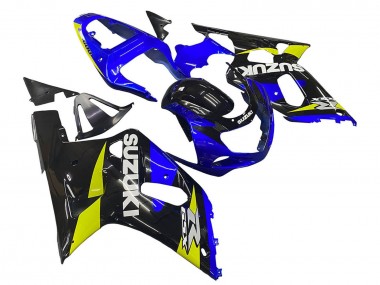 Billigste Suzuki GSXR 600 / GSXR 750 Motorrad Verkleidung 2001-2003 - Blau Gelb Glanzendes Schwarz