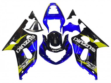 Billigste Suzuki GSXR 600 / GSXR 750 Motorrad Verkleidung 2001-2003 - Blau Gelb Glanzendes Schwarz