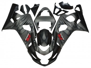 Billigste Suzuki GSXR 600 / GSXR 750 Motorrad Verkleidung 2004-2005 - Grau Schwarz Flamme