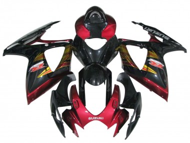 Billigste Suzuki GSXR 600 / GSXR 750 Motorrad Verkleidung 2006-2007 - Glanzendes Schwarz Rot Gold