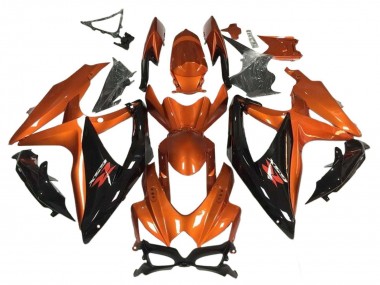 Billigste Suzuki GSXR 600 / GSXR 750 Motorrad Verkleidung 2008-2010 - Orange Glanzendes Schwarz