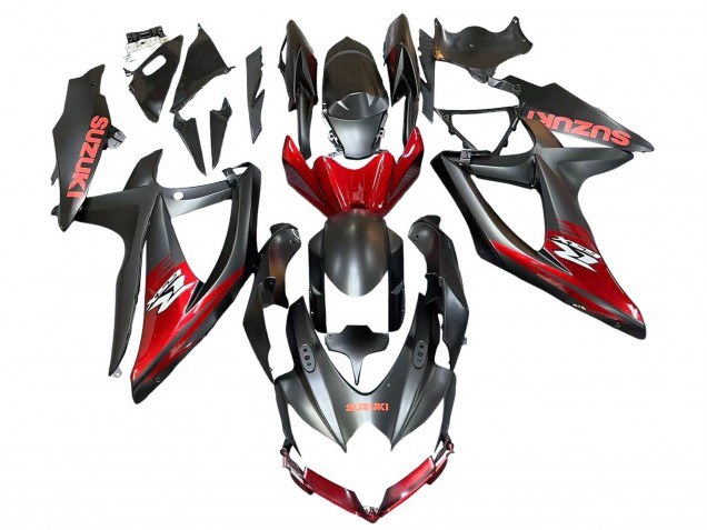 Billigste Suzuki GSXR 600 / GSXR 750 Motorrad Verkleidung 2008-2010 - Matt Schwarz Rot