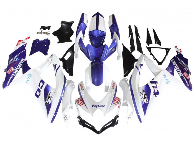 Billigste Suzuki GSXR 600 / GSXR 750 Motorrad Verkleidung 2008-2010 - Weiss Blau Schwarz Tyco