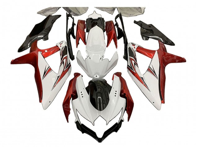 Billigste Suzuki GSXR 600 / GSXR 750 Motorrad Verkleidung 2008-2010 - Weiss Orange Glanzendes Schwarz