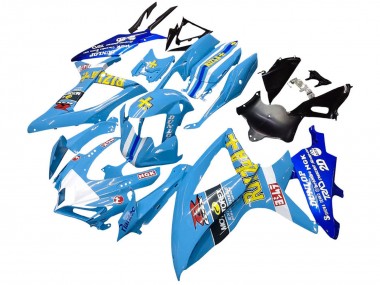 Billigste Suzuki GSXR 600 / GSXR 750 Motorrad Verkleidung 2008-2010 - Blau Gelb Rizla