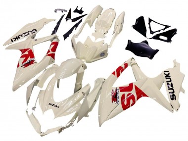 Billigste Suzuki GSXR 600 / GSXR 750 Motorrad Verkleidung 2008-2010 - Creme Weiss Rot Schwarz