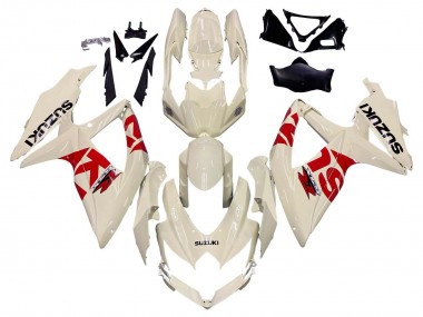 Billigste Suzuki GSXR 600 / GSXR 750 Motorrad Verkleidung 2008-2010 - Creme Weiss Rot Schwarz