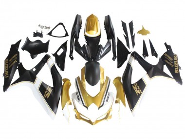 Billigste Suzuki GSXR 600 / GSXR 750 Motorrad Verkleidung 2008-2010 - Matt Schwarz Weiss Gold