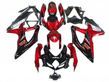 Billigste Suzuki GSXR 600 / GSXR 750 Motorrad Verkleidung 2008-2010 - Rot Glanzendes Schwarz