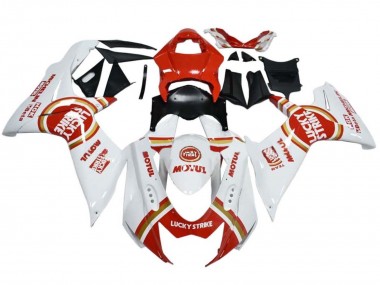 Billigste Suzuki GSXR 600 / GSXR 750 Motorrad Verkleidung 2008-2010 - Weiss Rot Lucky Strike