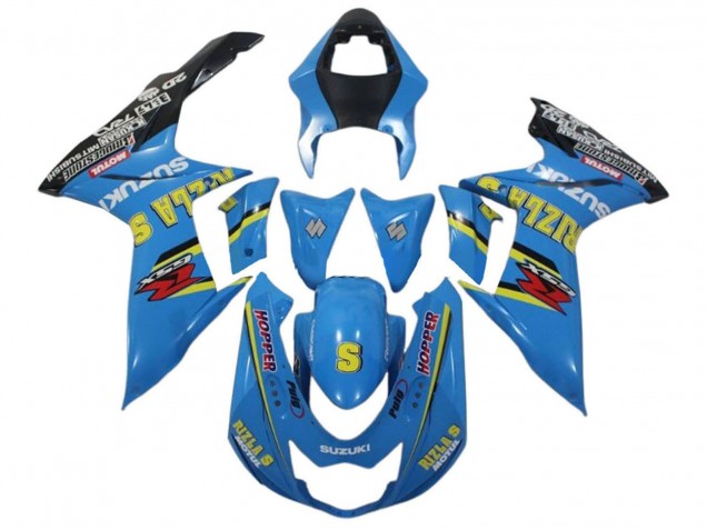 Billigste Suzuki GSXR 600 / GSXR 750 Motorrad Verkleidung 2011-2024 - Blau Gelb Schwarz Rizla