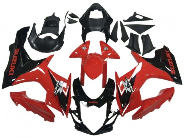Billigste Suzuki GSXR 600 / GSXR 750 Motorrad Verkleidung 2011-2024 - Rot Glanzendes Schwarz