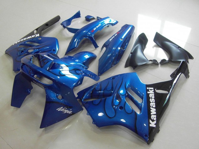 Billigste Kawasaki ZX9R Motorrad Verkleidung 1994-1997 - Blau Schwarz Flamme