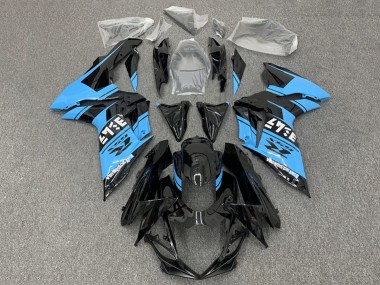 Billigste Suzuki GSXR 600 / GSXR 750 Motorrad Verkleidung 2011-2024 - Glanzendes Schwarz Hellblau