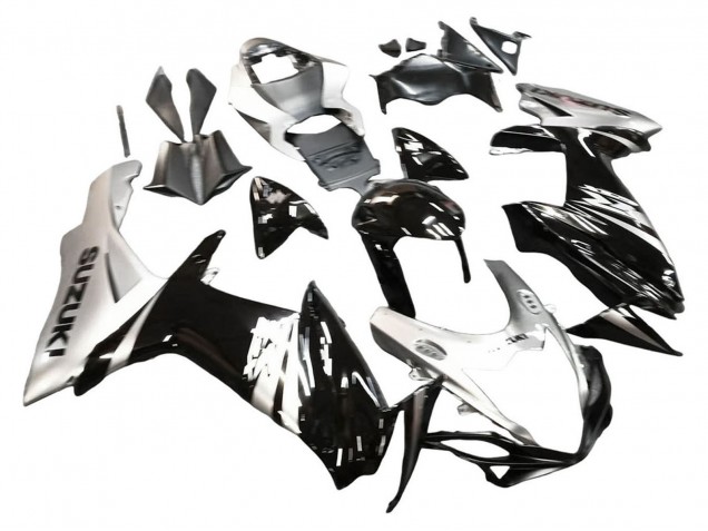 Billigste Suzuki GSXR 600 / GSXR 750 Motorrad Verkleidung 2011-2024 - Glanzendes Schwarz Silber