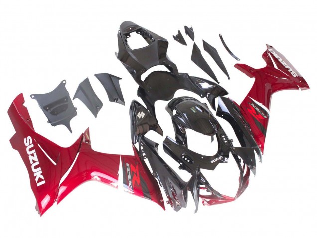 Billigste Suzuki GSXR 600 / GSXR 750 Motorrad Verkleidung 2011-2024 - Rot Glanzendes Schwarz