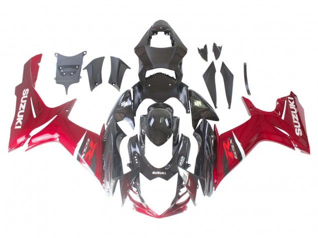 Billigste Suzuki GSXR 600 / GSXR 750 Motorrad Verkleidung 2011-2024 - Rot Glanzendes Schwarz