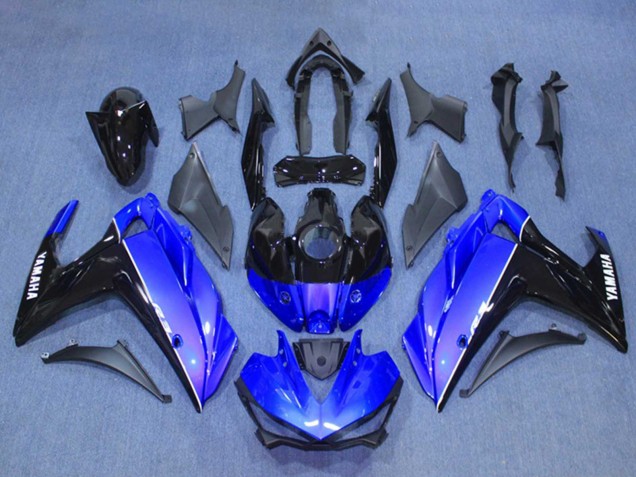 Billigste Yamaha YZF R3/R25 Motorrad Verkleidung Kit 2015-2018 - Blau Glanzendes Schwarz
