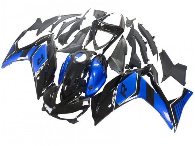 Billigste Yamaha YZF R3/R25 Motorrad Verkleidung 2015-2018 - Blau Glanzendes Schwarz