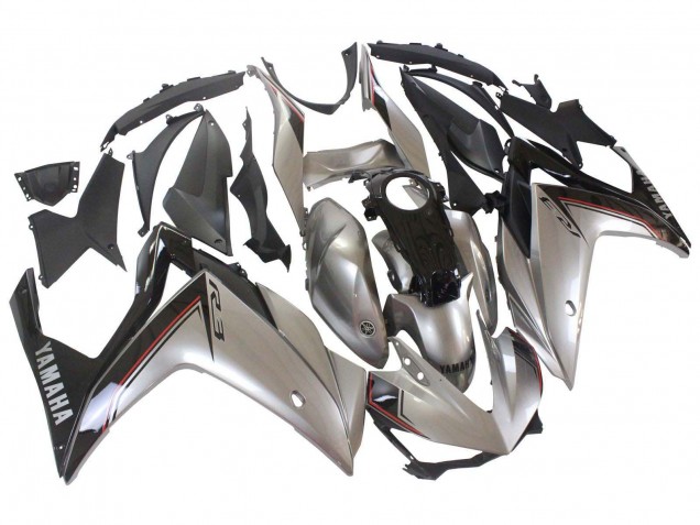Billigste Yamaha YZF R3/R25 Motorrad Verkleidung 2015-2018 - Silber Schwarz