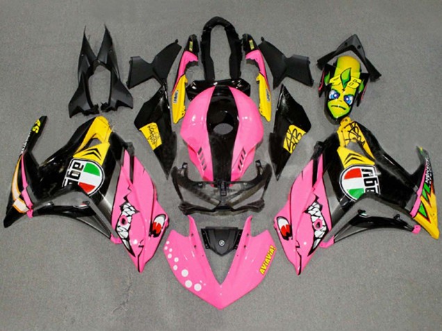 Billigste Yamaha YZF R3/R25 Motorrad Verkleidung 2015-2018 - Rosa Gelb Schwarz Hai 46