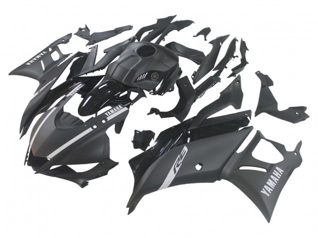 Billigste Yamaha YZF R3/R25 Motorrad Verkleidung 2019-2021 - Matt Schwarz Silber