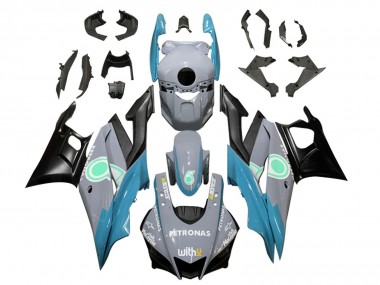 Billigste Yamaha YZF R3/R25 Motorrad Verkleidung 2019-2021 - Nardo Grau Blau Schwarz Petronas