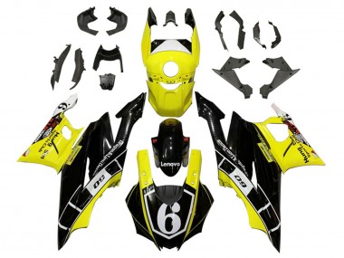 Billigste Yamaha YZF R3/R25 Motorrad Verkleidung 2019-2021 - Gelb Weiss Glanzendes Schwarz Lenovo 6