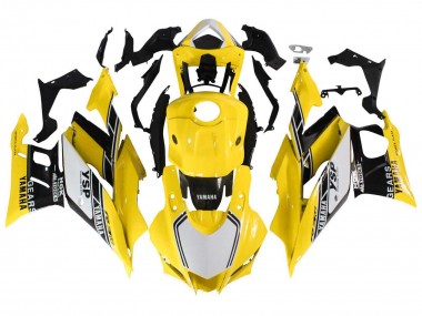 Billigste Yamaha YZF R3/R25 Motorrad Verkleidung 2019-2021 - Gelb Weiss Schwarz Streifen