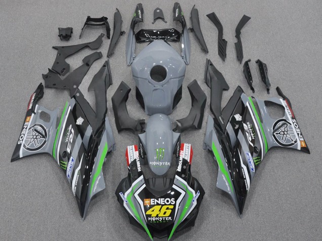 Billigste Yamaha YZF R3/R25 Motorrad Verkleidung 2022-2024 - Nardo Grau Grun Schwarz Monster ENEOS 46