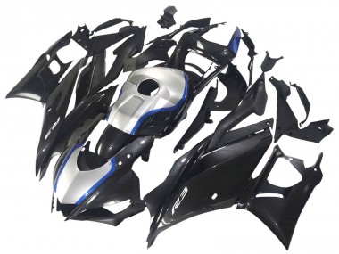 Billigste Yamaha YZF R3/R25 Motorrad Verkleidung 2022-2024 - Schwarzer Carbonfaser Stil Silberblau