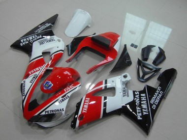 Billigste Yamaha YZF R1 Motorrad Verkleidung 2000-2001 - Rot Weiss Glanzendes Schwarz Petronas Yamalube