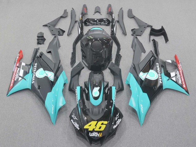 Billigste Yamaha YZF R3/R25 Motorrad Verkleidung 2022-2024 - Hellblau Rot Schwarz Petronas 46