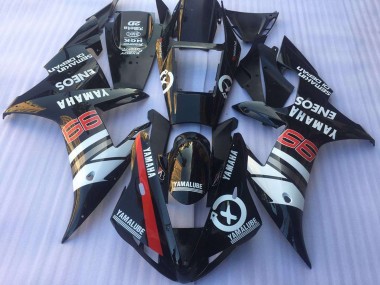 Billigste Yamaha YZF R1 Motorrad Verkleidung 2002-2003 - Glanzendes Schwarz Weiss Rot Yamalube ENEOS
