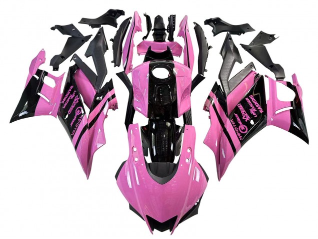 Billigste Yamaha YZF R3/R25 Motorrad Verkleidung 2022-2024 - Rosa Glanzendes Schwarz Monster