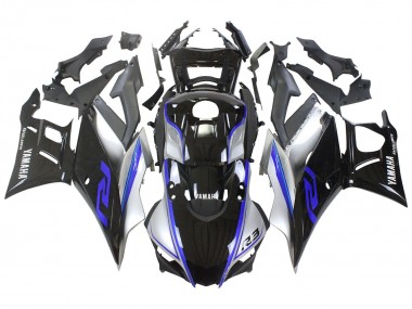 Billigste Yamaha YZF R3/R25 Motorrad Verkleidung 2022-2024 - Silber Blau Glanzendes Schwarz