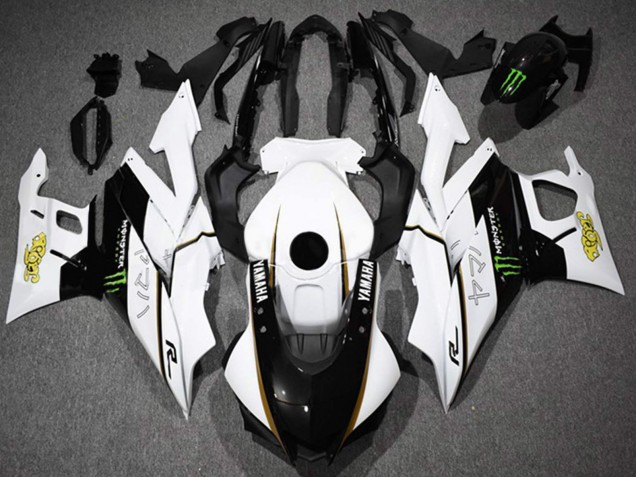 Billigste Yamaha YZF R3/R25 Motorrad Verkleidung 2022-2024 - Weiss Schwarz Grun Monster