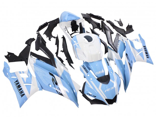 Billigste Yamaha YZF R3/R25 Motorrad Verkleidung 2022-2024 - Weiss Hellblau