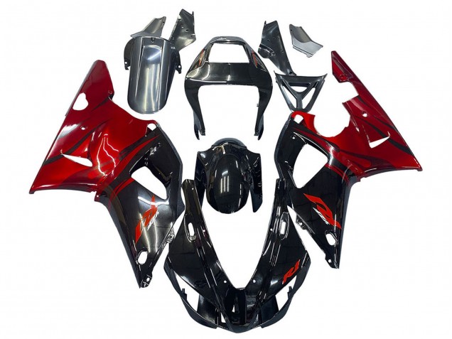 Billigste Yamaha YZF 1000 R1 Motorrad Verkleidung 1998-1999 - Glanzendes Schwarz Rot